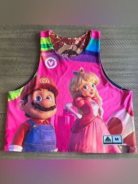 Super Mario Bros Reversible Velocity Lacrosse Jersey Bowser Peach Men's Medium